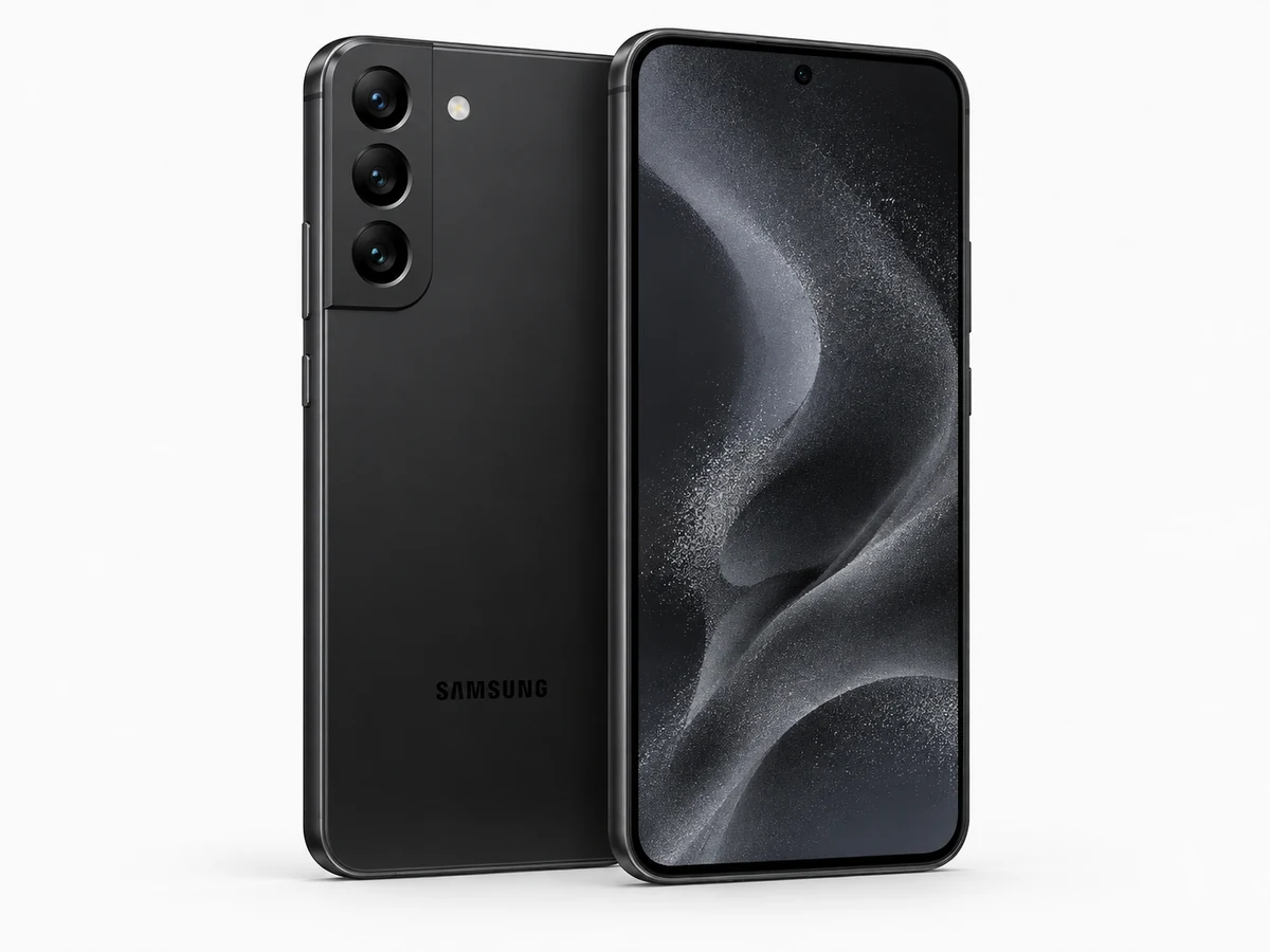 Samsung Galaxy S22 in Phantom Black – Vorder- und Rückansicht (Modellabbildung)