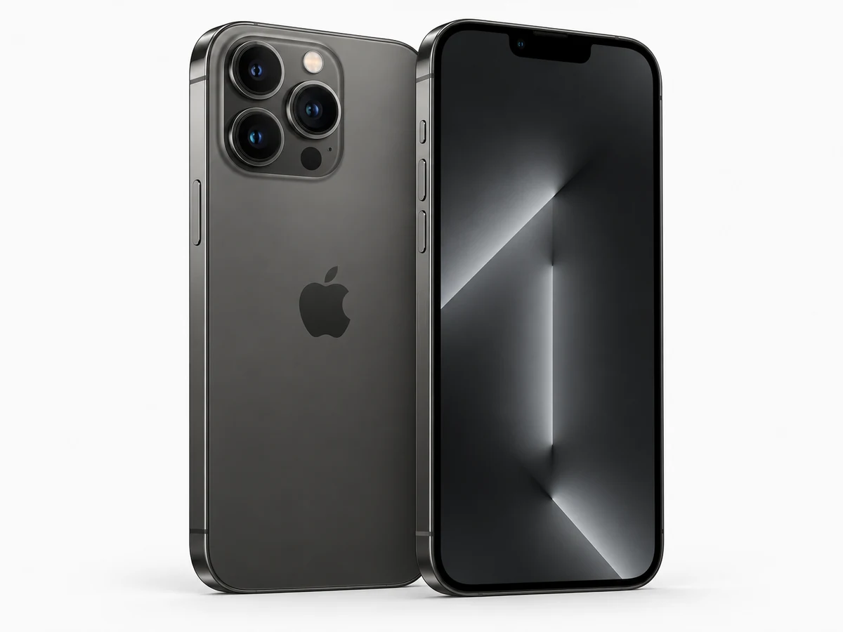 Apple iPhone 13 Pro Max in Graphit – Vorder- und Rückansicht (Modellabbildung)