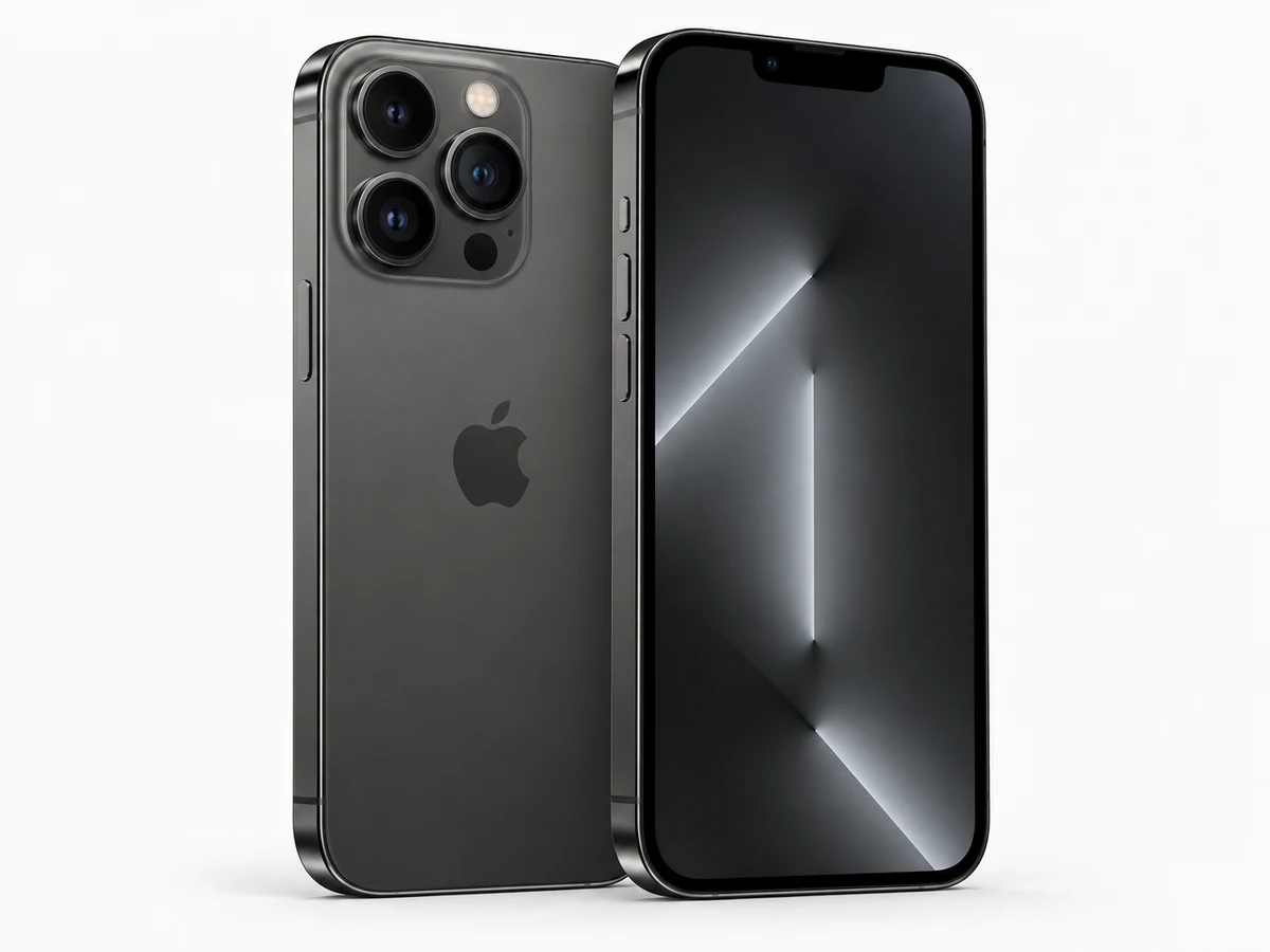 Apple iPhone 13 Pro in Graphit – Vorder- und Rückansicht (Modellabbildung)