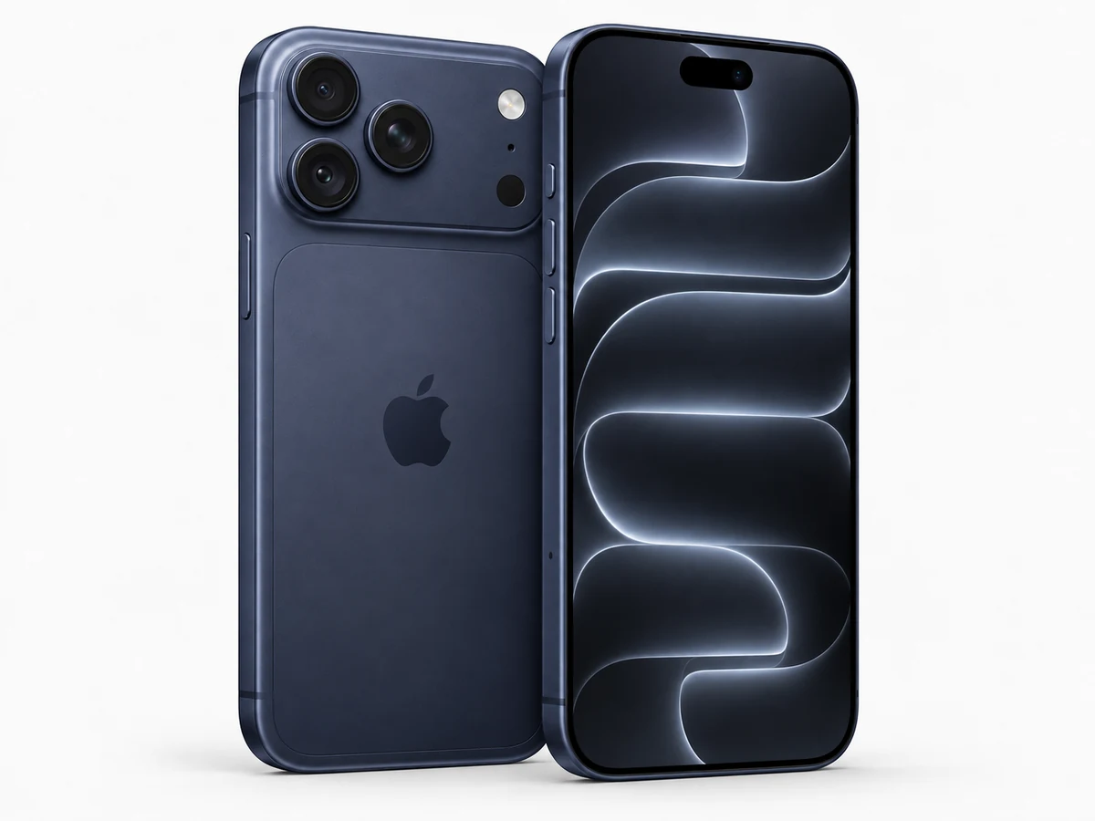 Apple iPhone 17 Pro in Tiefblau – Vorder- und Rückansicht (Modellabbildung)