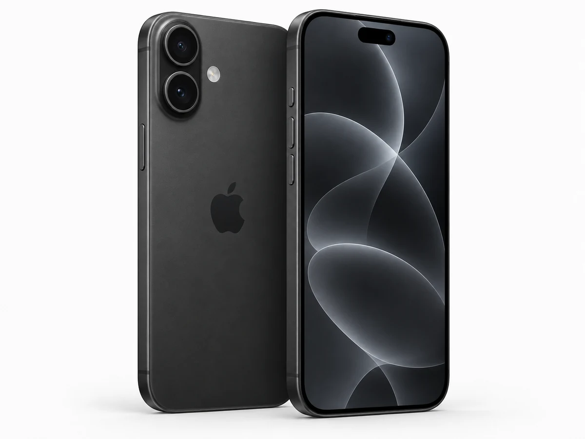 Apple iPhone 17 in Schwarz – Vorder- und Rückansicht (Modellabbildung)