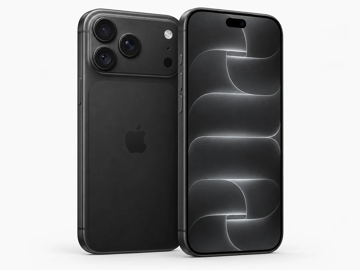 Apple iPhone 18 Pro Max in Schwarz – Vorder- und Rückansicht (Modellabbildung)